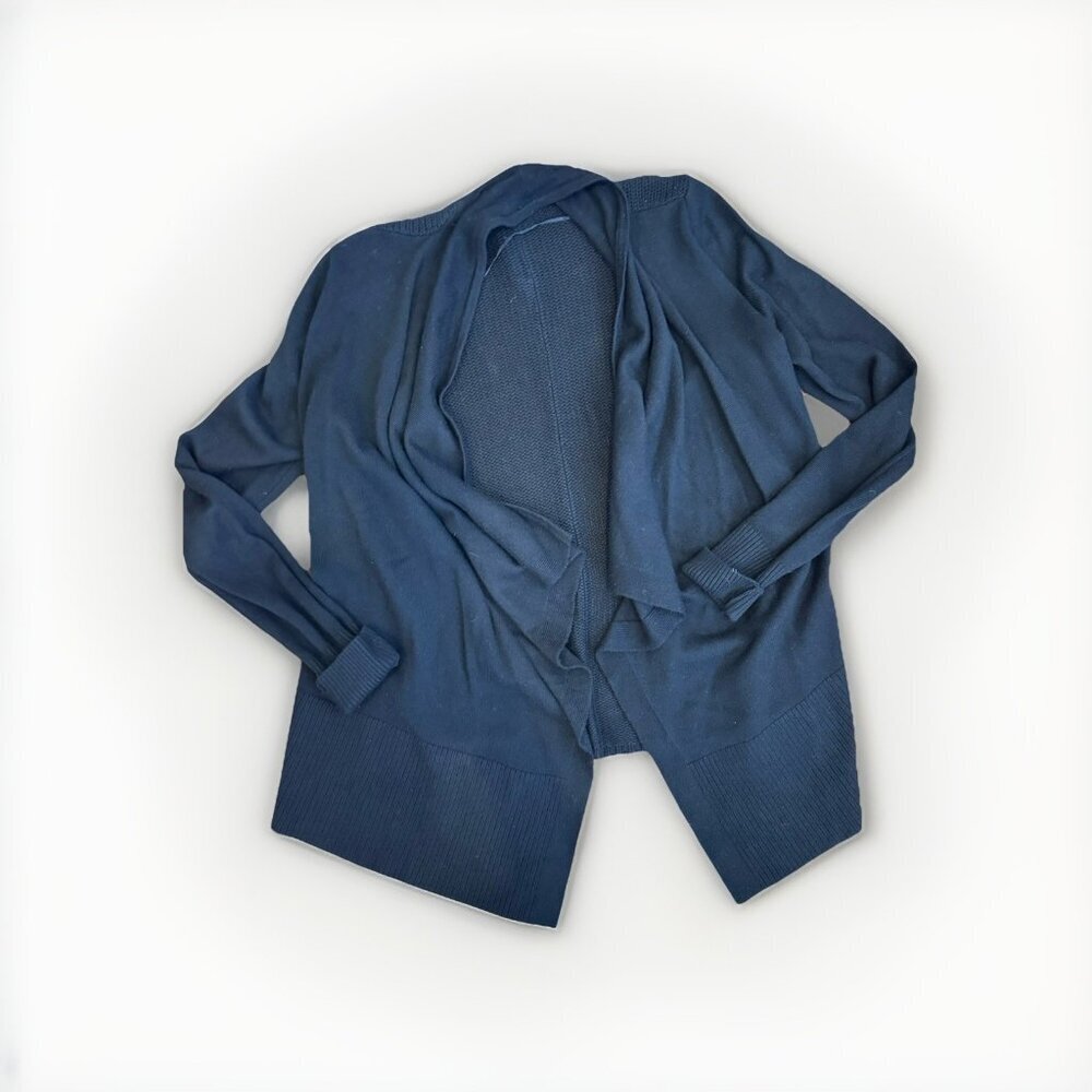 LOFT Womens Black Cardigan Size Small Open Front Oversized Cozy Travel